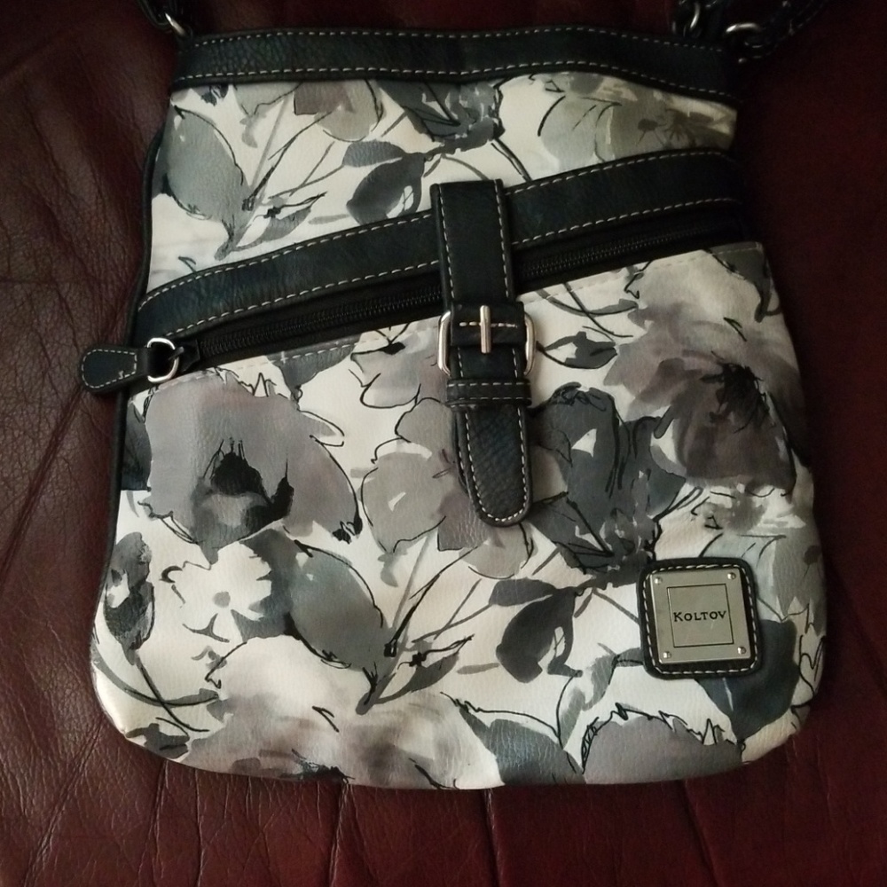 Black floral pattern small crossbody bag